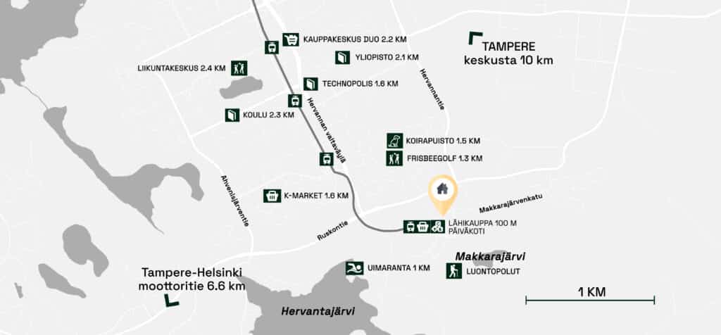 Kartta Hervantajärvi Tampere